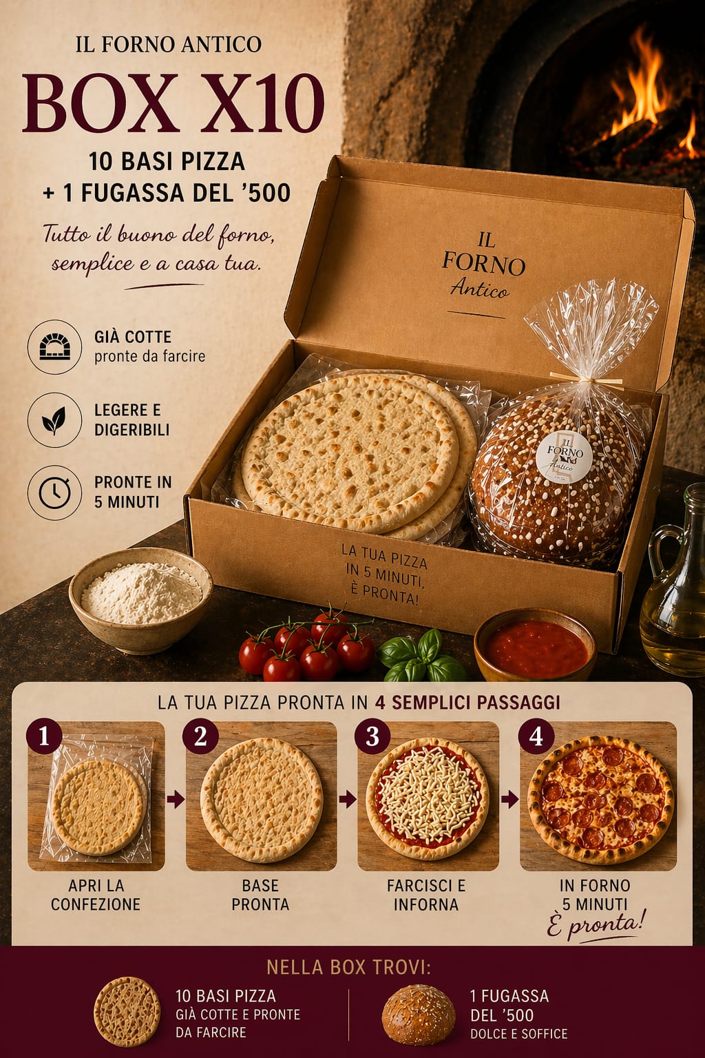 Box Forno X10 – 10 Basi Pizza + Fugassa